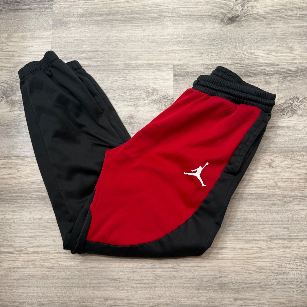 Jordan Kids Red Black Colorblock Fleece Lined Joggers Sweatpants XL 13-15Y